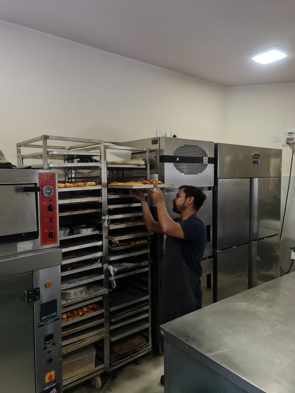 Bakery with racks and oven